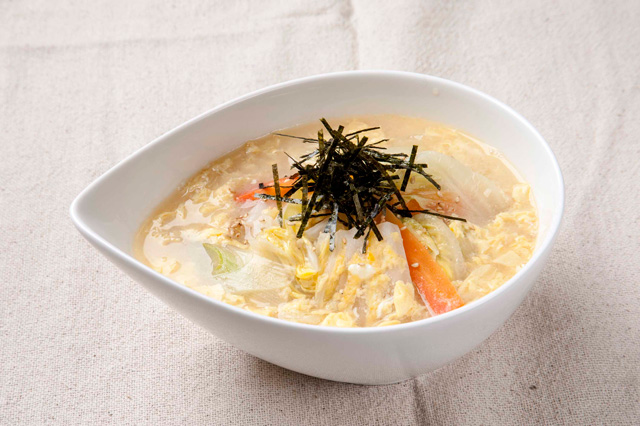 冬野菜と玉子の生姜塩スープごはん 冬野菜と玉子の生姜塩スープごはん